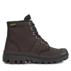 Trapery Palladium. Czarne traperki Palladium, bez wzorów, bez obcasa, bez zapięcia. Za 429.99 zł.