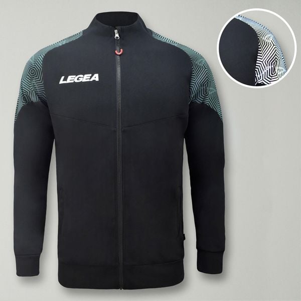 Kobieta Biegowa Kurtka Lekka Oddychająca Czarna-Zielona Tiffany. Czarne kurtki do biegania LEGEA, xs, bez wzorów, z materiału, z kapturem, do biegania. Za 127.90 zł.