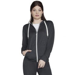 Bluza dresowa sportowa damska Godri Swift Full Zip Hoodie. Szare bluzy z kapturem Skechers, xs, bez wzorów, z dresówki, z kapturem, na fitness i siłownię. Za 179.99 zł.
