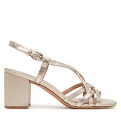 Sandały Geox. Żółte sandały Geox, bez wzorów, bez obcasa, na słupku, bez zapięcia. Za 389.99 zł.