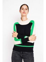 ASSUILI Sweter w kolorze czarno-biało-zielonym rozmiar: 38. Czarne swetry Assuili, bez wzorów, klasyczne, bez ramiączek. Za 108.99 zł.