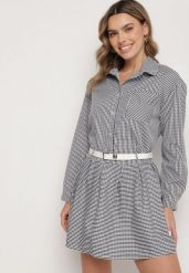 Czarny Komplet Koszula i Rozkloszowana Spódnica Novarene. Czarne koszule Born2be, m, bez wzorów, eleganckie, bez kołnierzyka, bez ramiączek. Za 169.99 zł.
