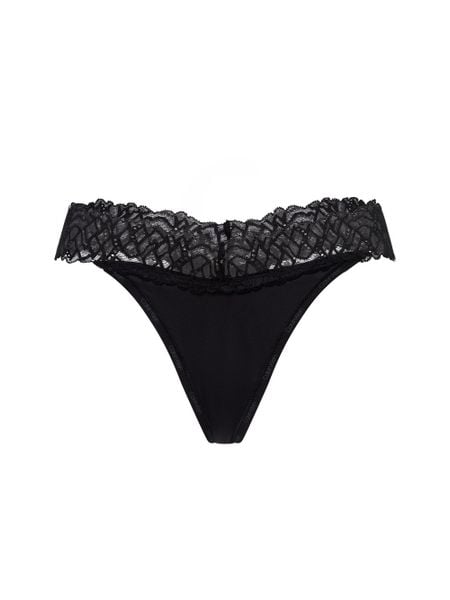 Calvin Klein Stringi Kobiety Sztuczne włókno czarny, L. Czarne stringi Calvin Klein, bez wzorów, z koronki. Za 99.95 zł.