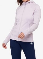 Bluza trekkingowa damska Mammut Taiss ML Hooded Jacket. Fioletowe bluzy z kapturem Mammut, l, bez wzorów, z elastanu, bez kaptura, trekkingowe. Za 747.99 zł.