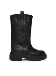 Tommy Jeans Botki Tjw Leather Mid Tubular Boot EN0EN02834 Czarny. Czarne botki Tommy Jeans, bez wzorów, z jeansu, bez obcasa, na płaskiej podeszwie, bez zapięcia. Za 679.99 zł.