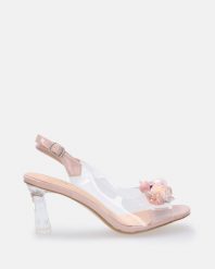 RÓŻOWE SANDAŁY NA OBCASIE Z TRANSPARENTNĄ CHOLEWKĄ BA-005 PINK. Czerwone sandały Venezia, bez wzorów, bez obcasa, na obcasie, bez zapięcia. Za 259.00 zł.