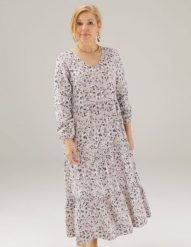Beżowa sukienka w kwiaty. Brązowe sukienki Unisono, m, bez wzorów, z wiskozy, bez kołnierzyka, bez ramiączek, midi, rozkloszowane. Za 169.00 zł.