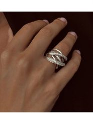 Eclat d'Argent Srebrny pierścionek z cyrkoniami rozmiar: 52. Szare pierścionki Eclat d'Argent, z cyrkonią, srebrne. Za 257.14 zł.