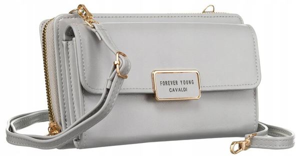 Listonoszka portfel szary 4U Cavaldi M-18. Szare portfele 4U Cavaldi, bez wzorów, ze skóry ekologicznej. Za 57.99 zł.