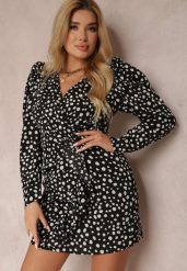 Czarna Sukienka Calinome. Czarne sukienki Renee, na imprezę, m, z aplikacjami, bez kołnierzyka, bez ramiączek, mini, kopertowe. W wyprzedaży za 207.99 zł.