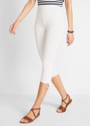 Legginsy 3/4 z marszczeniem (2 pary). Czarne legginsy bonprix, bez wzorów. Za 79.99 zł.