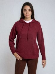 Sweter z kapturem - bordowy. Czerwone swetry Sinsay, l, bez wzorów, bez ramiączek. Za 69.99 zł.