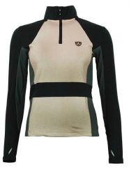 Peak Mountain Koszulka funkcyjna "Anath" w kolorze czarno-beżowym rozmiar: XL. Brązowe t-shirty sportowe Peak Mountain, xl, bez wzorów, z materiału, bez ramiączek, outdoorowe. Za 121.45 zł.