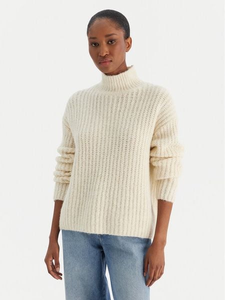 Calvin Klein Jeans Golf Brushed Wool Ls LV044D361G Biały Regular Fit. Białe swetry Calvin Klein Jeans, xl, bez wzorów, z jeansu, bez ramiączek. Za 559.99 zł.