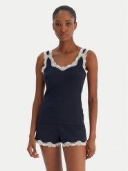 Tommy Hilfiger Piżama UW0UW06215 Granatowy Regular Fit. Niebieskie piżamy Tommy Hilfiger, m, bez wzorów, z bawełny, bez kołnierzyka, bez ramiączek. Za 299.99 zł.