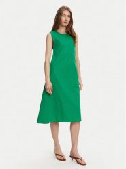 Selmark Sukienka letnia BL495 Zielony Regular Fit. Zielone sukienki Selmark, m, bez wzorów, z bawełny, bez kołnierzyka, bez ramiączek. Za 159.99 zł.