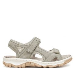 Sandały Rieker. Szare sandały Rieker, bez wzorów, bez obcasa, na płaskiej podeszwie, bez zapięcia. Za 319.99 zł.