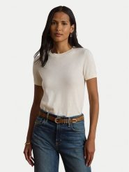LAUREN RALPH LAUREN T-Shirt 200P14055500 Kremowy Regular Fit. Białe t-shirty Lauren Ralph Lauren, xs, bez wzorów, z bawełny, bez kołnierzyka, bez ramiączek. Za 729.99 zł.