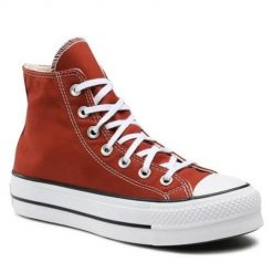 Buty do chodzenia damskie Converse Chuck Taylor All Star Lift Platform Canvas. Brązowe buty sportowe lifestyle Converse, bez wzorów, z materiału, retro, bez zapięcia. W wyprzedaży za 355.90 zł.