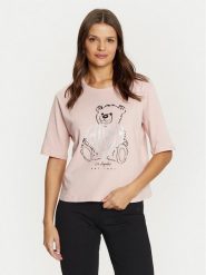 Guess T-Shirt V5RI09 I3Z14 Różowy Regular Fit. Czerwone t-shirty Guess, xxs, z aplikacjami, z bawełny, bez kołnierzyka, bez ramiączek. Za 109.99 zł.