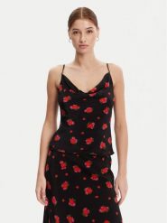 BARDOT Top 59752TB2 Czarny Slim Fit. Czarne topy Bardot, bez wzorów, z wiskozy, bez kołnierzyka, bez ramiączek. Za 179.99 zł.