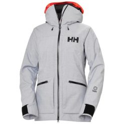 Damska kurtka narciarska Helly Hansen Powderqueen 3.0. Szare kurtki narciarskie Helly Hansen, na zimę, bez wzorów, bez kaptura, narciarskie. W wyprzedaży za 1,641.00 zł.