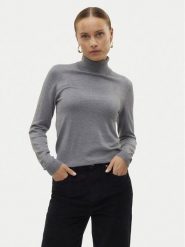 Vero Moda Golf Iris 10320450 Szary Slim Fit. Szare swetry Vero Moda, m, bez wzorów, z syntetyku, bez ramiączek. Za 89.99 zł.