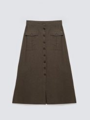 Spódnica damska lniana midi khaki Roliana 303. Zielone spódnice BIG STAR, na co dzień, l, bez wzorów, z tkaniny, midi, dopasowane. Za 229.99 zł.