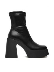 DeeZee Botki 2202352-2 Czarny. Czarne botki DeeZee, bez wzorów, z materiału, bez obcasa, na słupku, bez zapięcia. Za 229.99 zł.