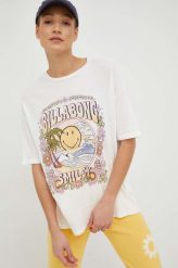 Billabong t-shirt bawełniany X SMILEY kolor biały. Białe t-shirty Billabong, bez wzorów, z bawełny, bez kołnierzyka, bez ramiączek. Za 219.99 zł.