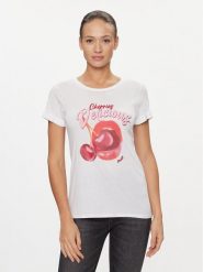 Guess T-Shirt Delicious Rol W4RI22 K9SN1 Biały Regular Fit. Białe t-shirty Guess, xxl, z aplikacjami, z bawełny, bez kołnierzyka, bez ramiączek. Za 289.99 zł.