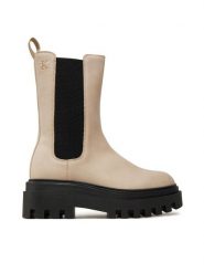 Calvin Klein Jeans Sztyblety Flatform Chelsea Boot Mg Nb YW0YW01684 Beżowy. Brązowe botki Calvin Klein Jeans, bez wzorów, z jeansu, bez obcasa, na płaskiej podeszwie, bez zapięcia. Za 379.99 zł.
