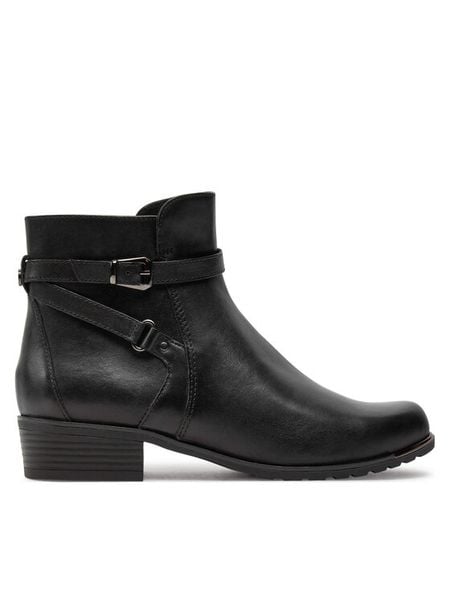 Caprice Botki 9-25308-43 Czarny. Czarne botki Caprice, bez wzorów, ze skóry, bez obcasa, na płaskiej podeszwie, bez zapięcia. Za 499.99 zł.