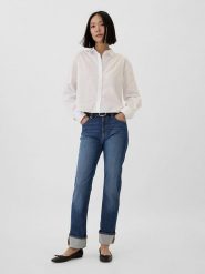 GAP Dżinsy - Straight fit - w kolorze granatowym rozmiar: W28. Niebieskie jeansy GAP, bez wzorów, klasyczne. Za 123.25 zł.