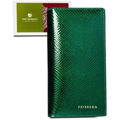 Portfel na magnes Peterson PTN 421431-DSL zielony. Zielone portfele Peterson, bez wzorów, ze skóry. Za 139.99 zł.