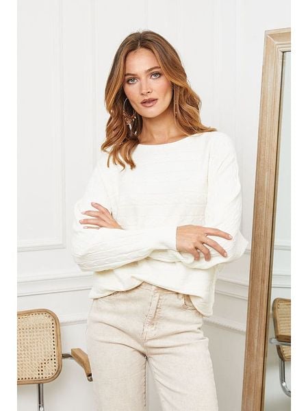 Joséfine Sweter "Luby" w kolorze kremowym rozmiar: M. Brązowe swetry Joséfine, m, bez wzorów, ze splotem, bez ramiączek. Za 131.74 zł.