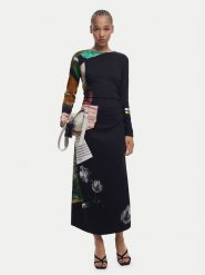 Desigual Sukienka codzienna Fiona 25WWVW08 Czarny Slim Fit. Czarne sukienki Desigual, na co dzień, s, bez wzorów, z wiskozy, bez kołnierzyka, bez ramiączek, proste. Za 319.99 zł.