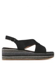 Clara Barson Sandały MELITTA WS22127-02 Czarny. Czarne sandały Clara Barson, bez wzorów, z materiału, bez obcasa, na płaskiej podeszwie, bez zapięcia. Za 129.99 zł.