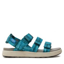 Sandały Keen. Niebieskie sandały Keen, bez wzorów, bez obcasa, na płaskiej podeszwie, bez zapięcia. Za 279.99 zł.