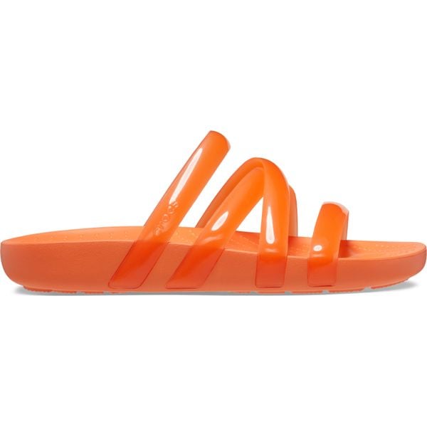 Klapki Dla Dorosłych Crocs Splash Glossy Strappy Sandal. Brązowe klapki Crocs, bez wzorów, z materiału, bez obcasa, bez zapięcia. Za 119.99 zł.