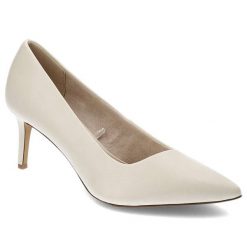 Beżowe Czółenka Tamaris Eleganckie Buty Damskie. Brązowe czółenka Tamaris, bez wzorów, ze skóry ekologicznej, eleganckie, bez obcasa, na obcasie, bez zapięcia. Za 219.00 zł.