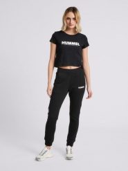 Koszulka damska Hummel hmlLEGACY cropped. Czarne t-shirty sportowe Hummel, l, bez wzorów, z bawełny, bez ramiączek, na fitness i siłownię. Za 55.00 zł.