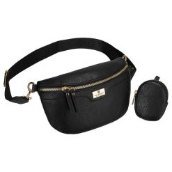 Saszetka damska ze skóry ekologicznej w czarnym kolorze Peterson PTN MIS-17. Czarne nerki i saszetki Peterson, bez wzorów, ze skóry ekologicznej, eleganckie, bez dodatków. Za 79.99 zł.