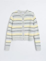 Sweter w paski - szary. Szare swetry Sinsay, l, bez wzorów, bez ramiączek. Za 59.99 zł.