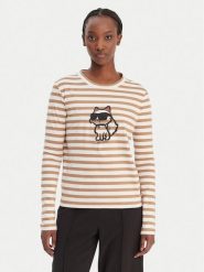 KARL LAGERFELD Bluzka A1W17137 Beżowy Regular Fit. Brązowe bluzki KARL LAGERFELD, xxl, bez wzorów, z bawełny, bez kołnierzyka, bez ramiączek. Za 529.99 zł.