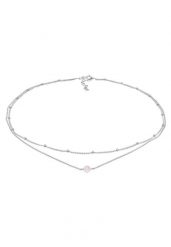 Elli Damski naszyjnik Choker warstwowy z kulkowym łańcuszkiem z kwarcem różowym pozłacane srebro 925 Sterling Silver Naszyjniki 1 ct. Czerwone naszyjniki Elli, z materiału, z kwarcem, pozłacane. Za 221.39 zł.