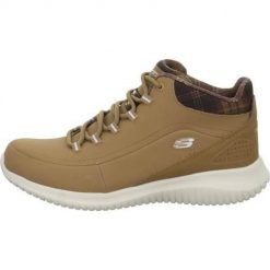 Buty do chodzenia damskie Skechers Ultra Flex Just Chill. Brązowe buty treningowe Skechers, na zimę, bez wzorów, z materiału, przed kolano, bez zapięcia, trekkingowe. Za 239.00 zł.