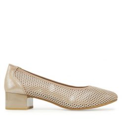 Czółenka Caprice. Brązowe czółenka Caprice, bez wzorów, bez obcasa, bez zapięcia. Za 269.99 zł.