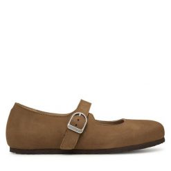 Baleriny Birkenstock. Brązowe baleriny Birkenstock, bez wzorów, bez obcasa, bez zapięcia. Za 629.99 zł.