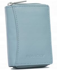 Portfel damski Rovicky R-23-17-LFN błękitny. Niebieskie portfele ROVICKY, bez wzorów, ze skóry. Za 47.49 zł.